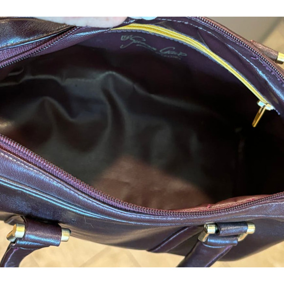 Susan Gail Vintage Burgundy/Oxblood Leather Two-Handle Zip-Top Satchel Handbag - Picture 10 of 11